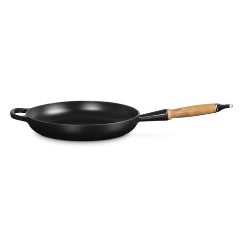 Le Creuset gietijzeren Signature koekenpan met houten handvat - 28 cm / 2.6 liter - mat zwart