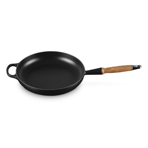 Le Creuset gietijzeren Signature koekenpan met houten handvat - 28 cm / 2.6 liter - mat zwart