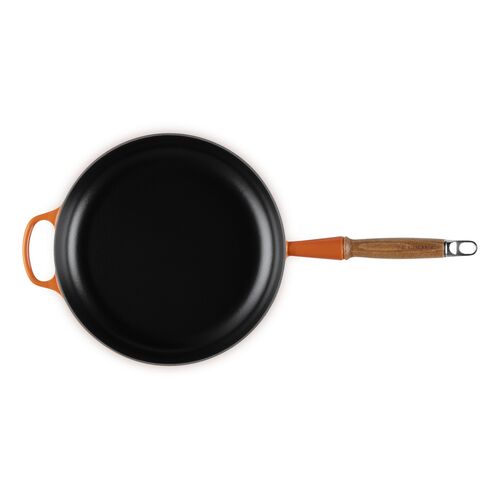Le Creuset gietijzeren Signature koekenpan met houten handvat - 28 cm / 2.6 liter - oranjerood
