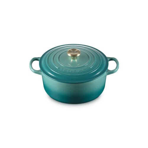 Le Creuset gietijzeren ronde braadpan 22 cm / 3.3 liter - bleu rivièra