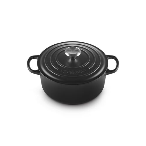 Le Creuset gietijzeren ronde braadpan 24 cm / 4.2 liter - mat zwart