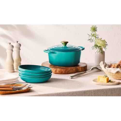 Le Creuset gietijzeren ronde braadpan 26 cm / 5.3 liter - bleu rivièra